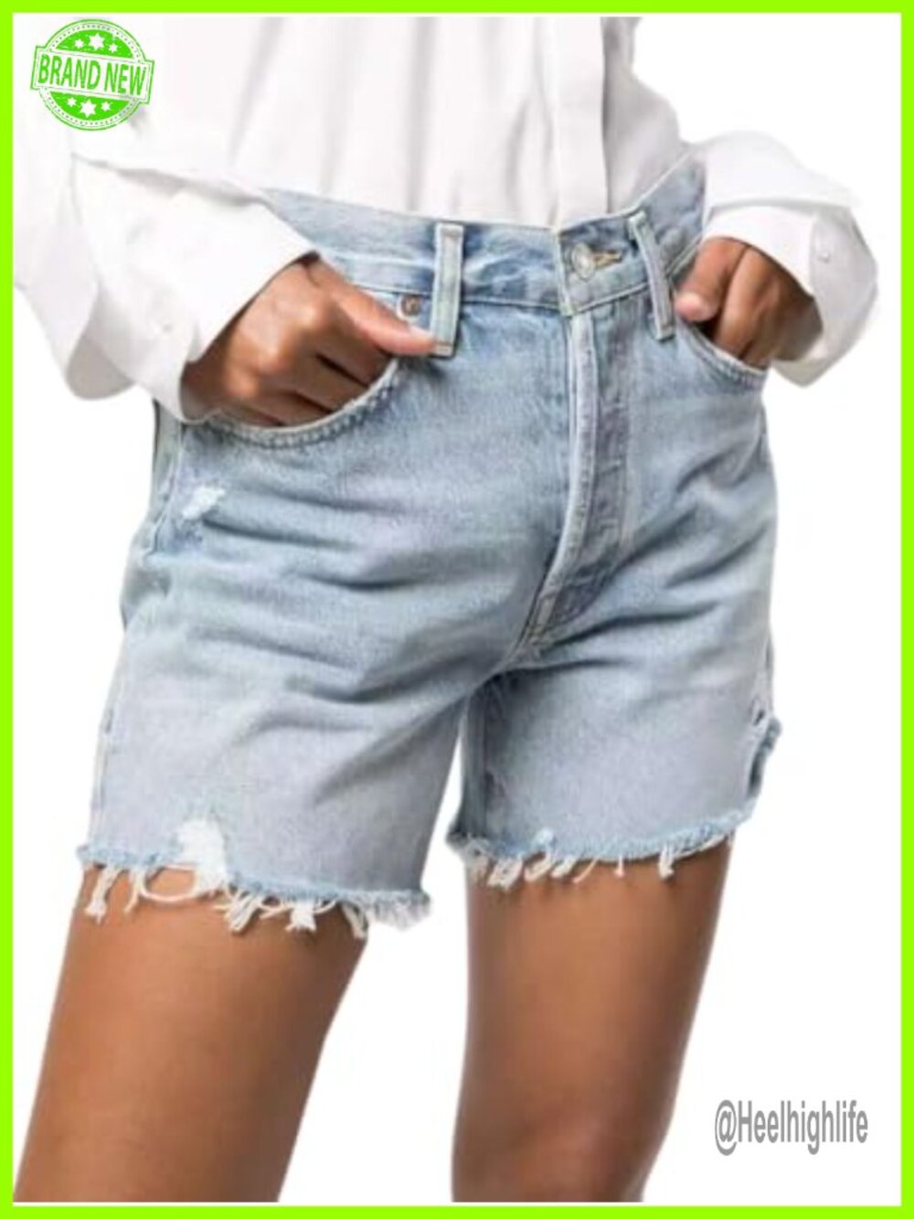 Women's Mid Rise Stretchy Denim Shorts Distressed Slim Fit Summer Jean Shorts